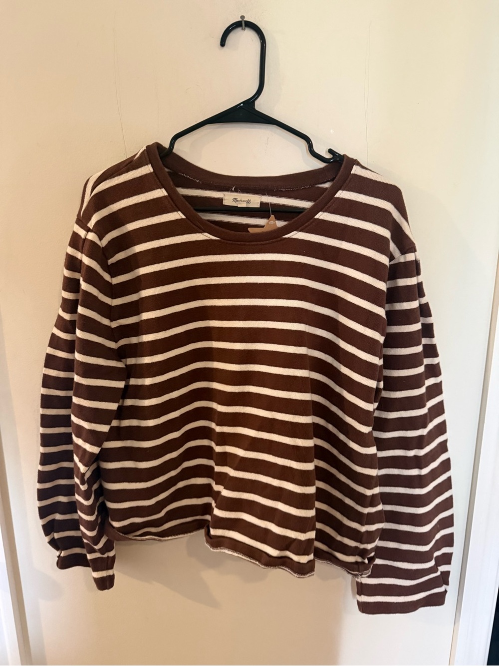 Madewell Striped Brown & White Long Sleeve Too